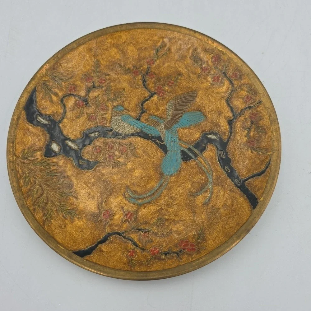 Archana Handicrafts Brass Hanging Plate Painted Enamel Birds 7